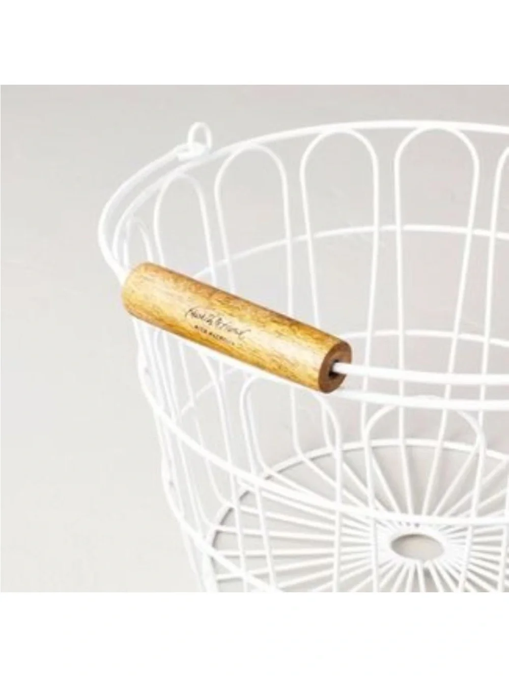 Hearth & Hand Magnolia White Wire Easter Basket Cream w/ Wooden Handle